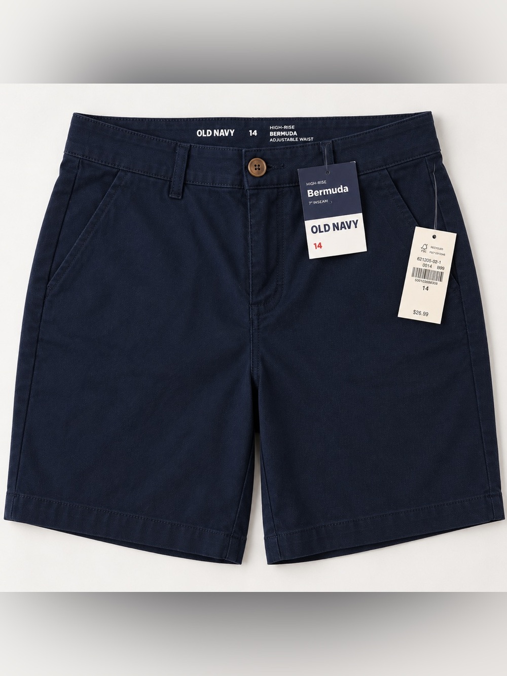 Old Navy High Rise Bermuda Shorts Navy Blue Size 14 7” Inseam